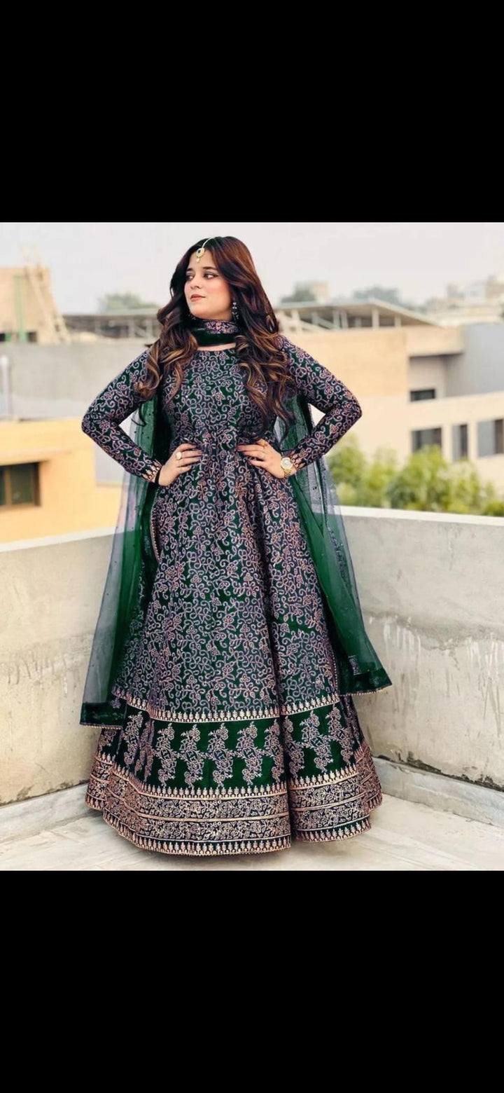 3 Pcs Women's Stitched Katan Silk Screen Printed Maxi